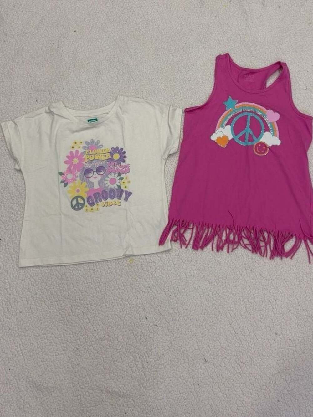 Girls 2-Piece Shirt Lot: 365kids Tee  10 & Children's Place Fringe Tank 10/12